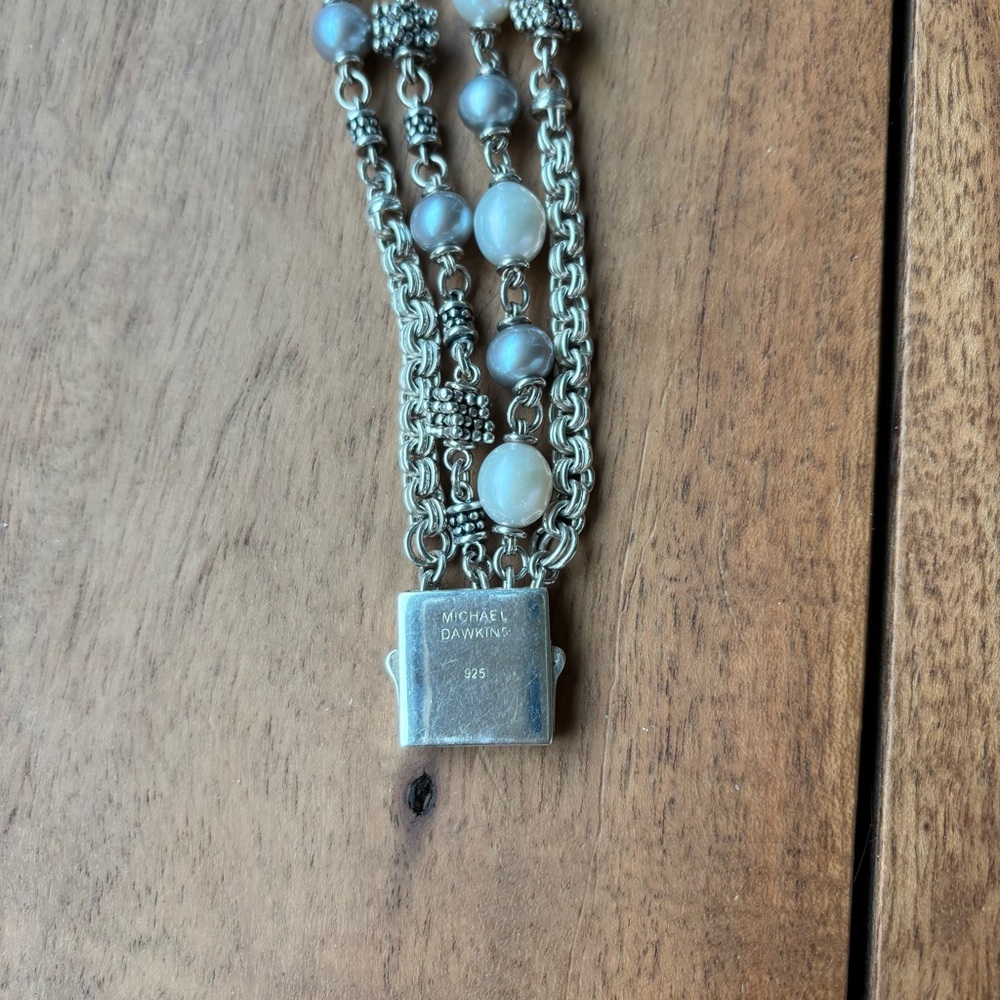 Michael Dawkins Silver-Tone Multi-Strand Pearl Accent Bracelet - Picture 5 of 6